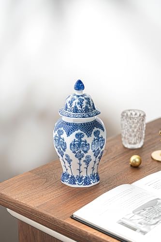 Blue and White Ginger Jar 15 Inch Ceramic Vase
