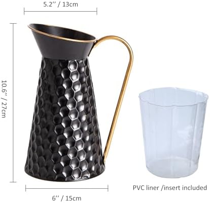 Elegant Black Metal Pitcher Vase for Home Dcor