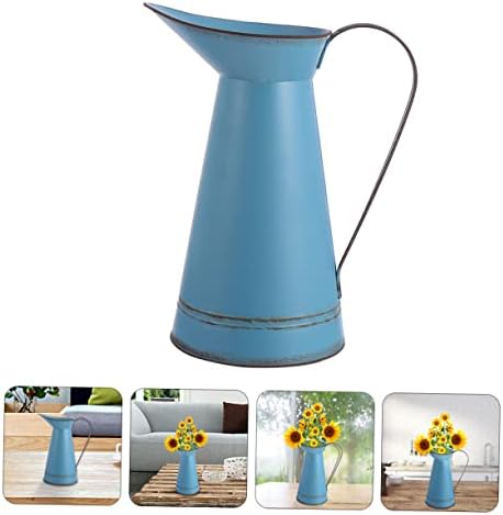 Unomor 2pcs Retro Metal Flower Vase with Bucket Pot Design