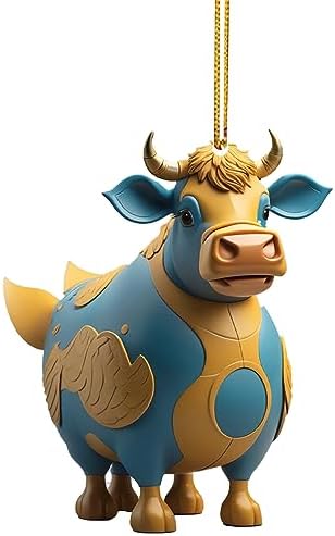 Lanema Playful 3D Cartoon Cow Car Pendant Decorations