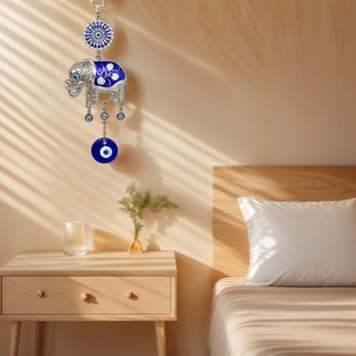 Turkish Blue Evil Eye Lucky Elephant Amulet Hanging Decor