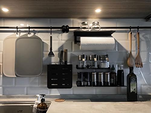 Heavy Duty Black Linear Metal Wall Shelf for Modern Living Room