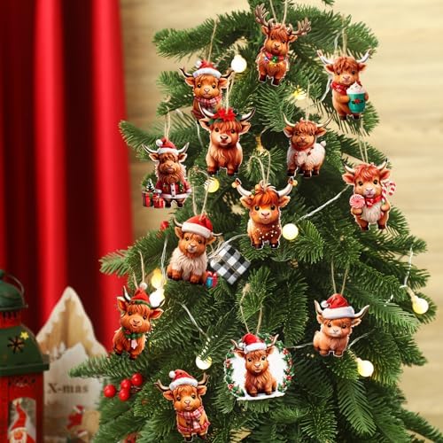 Wenqik 36 Pcs Wooden Christmas Cow Decor Set