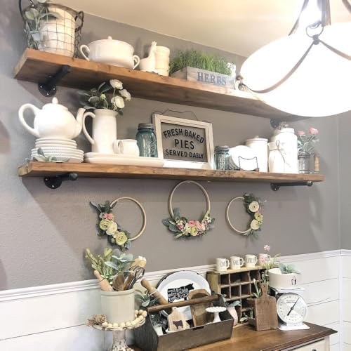 Industrial Pipe Wall Wood Shelves 48 Brown 12 Thick