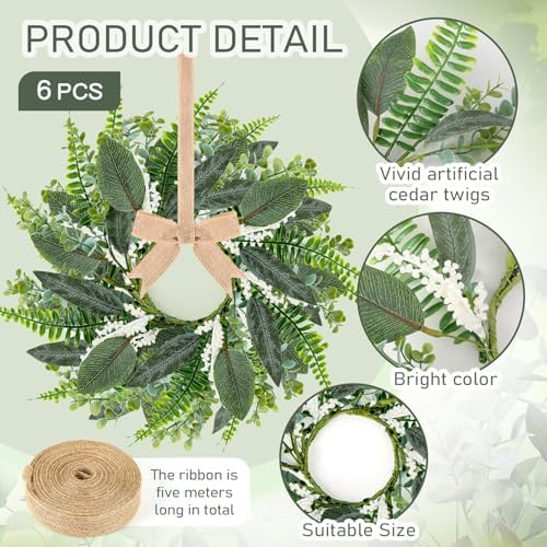6PCS 9 Inch Mini Eucalyptus Wreaths for Cabinets