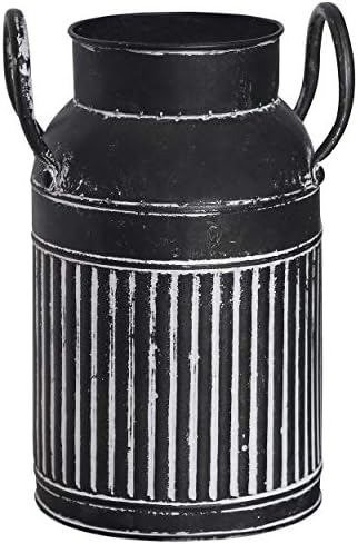 Farmhouse Galvanized Bucket Vase - Black