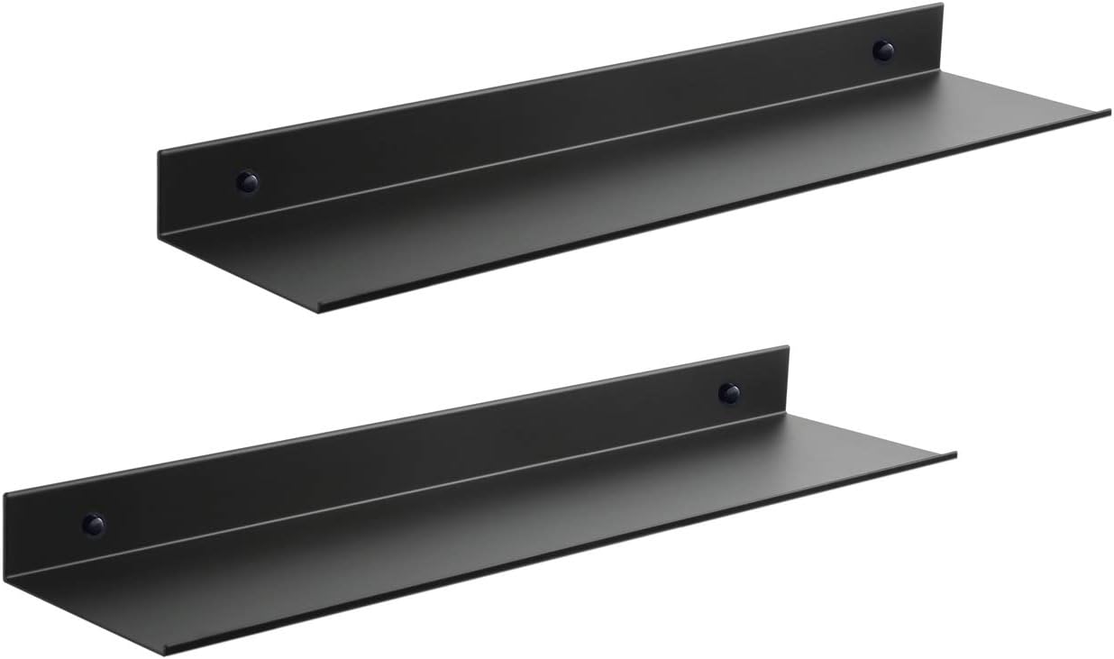 Z Metnal Floating Wall Shelves 20 Inch 2 Pack Matt Black