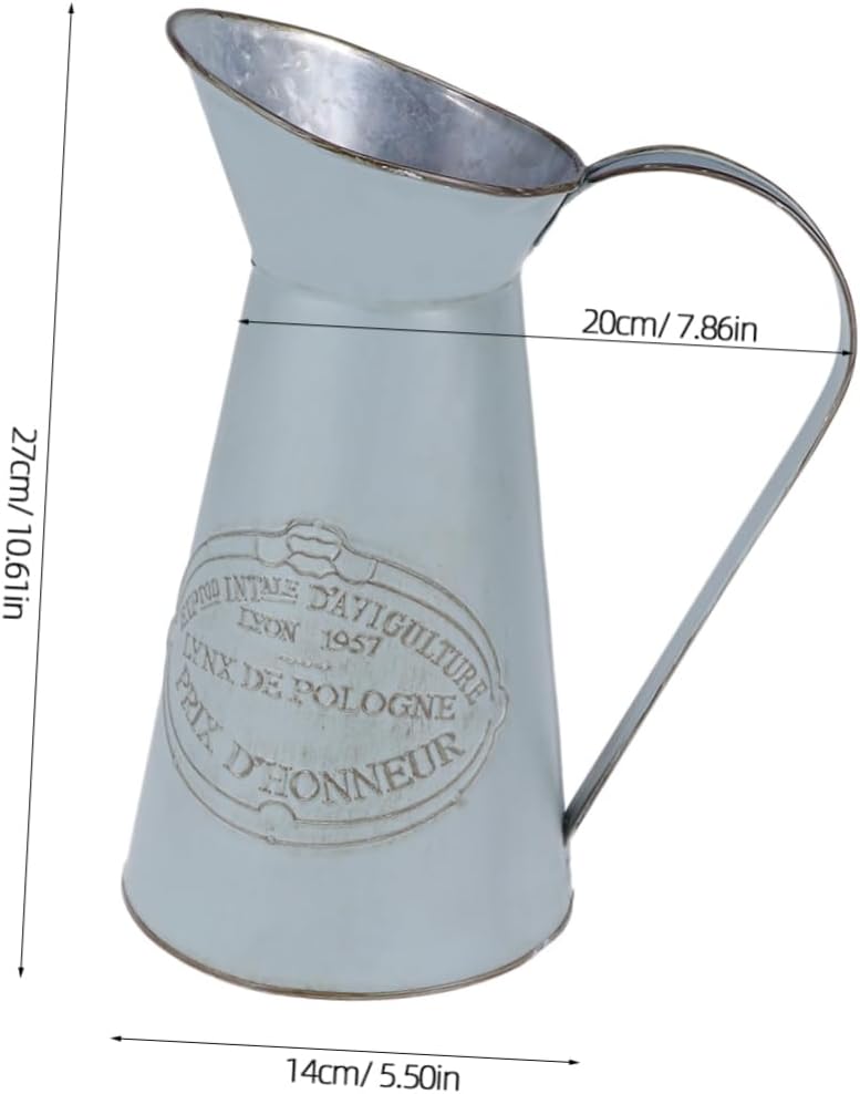Rustic Metal Pitcher Vase Decor for Home Wedding Events