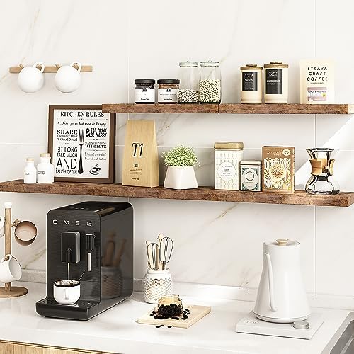 Fixwal 158in Floating Shelves Rustic Brown 5 Pack
