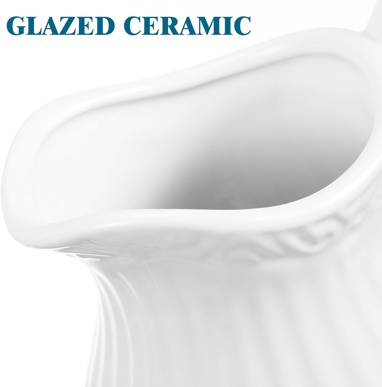 Alipis White Ceramic Pitcher Vase with Handle