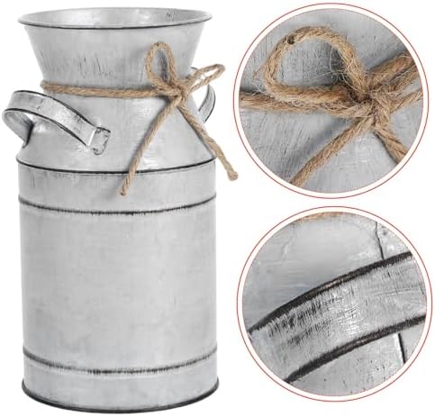 Rustic Metal Jug Vase for Flowers and Decor