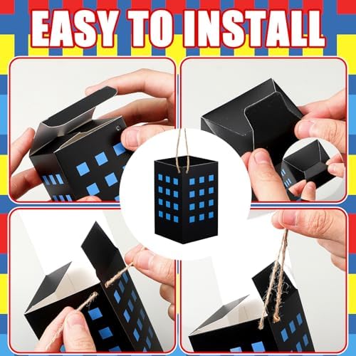 16 Pcs Hero Cityscape Paper Boxes Hanging Decorations