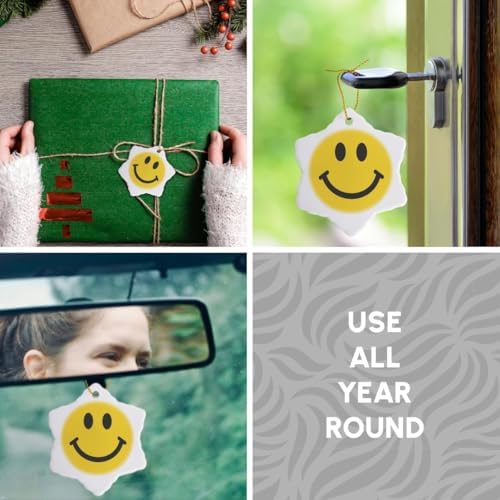 3dRose Yellow Smiling Face Porcelain Ornament