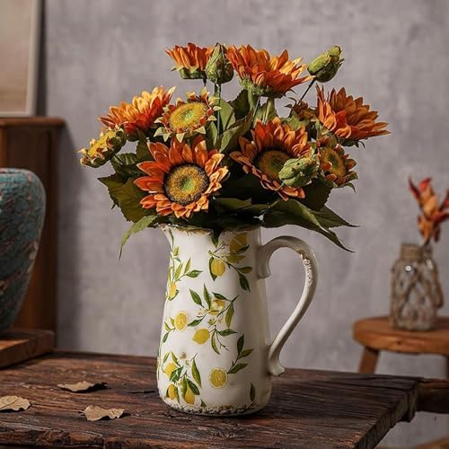 Lemon Vintage Vase with Handle 7 Inch