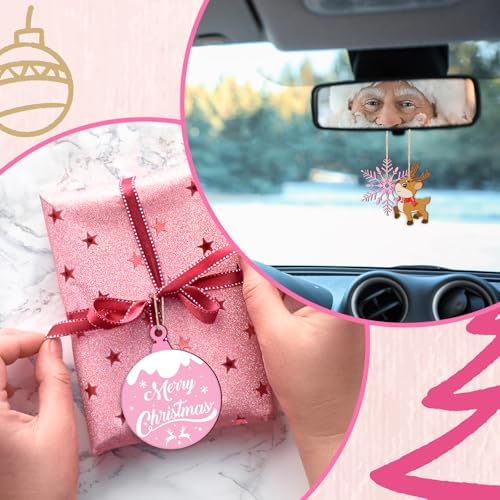 Whaline 27Pcs Christmas Wooden Hanging Ornaments with Hemp Rope