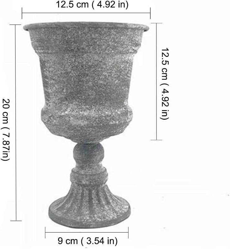 Creative Classic Urn Planter Rustic Metal Pedestal Flower Vase Grey