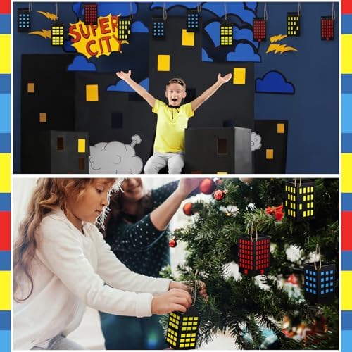 16 Pcs Hero Cityscape Paper Boxes Hanging Decorations