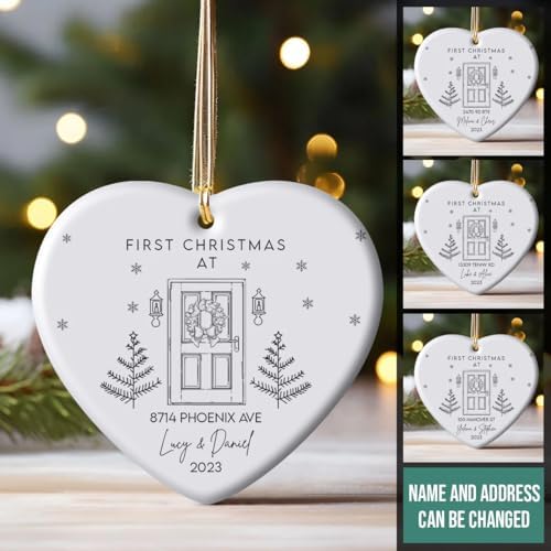 First Christmas Custom Name and Address Personalized Ornament