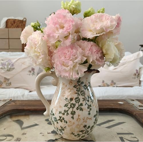 Rustic Ceramic Vase with Crackle Glaze Farmhouse Decor 1