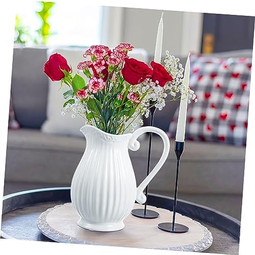 Alipis White Ceramic Pitcher Vase with Handle
