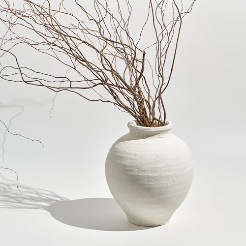 LB2 White Ceramic Large Vase 11 Inch Zen Style