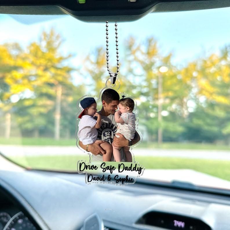 Custom Photo Hanging Car Ornament for Dad
