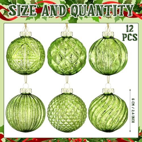Jenaai 12 Pcs 236 Inch Glass Christmas Ball Ornaments