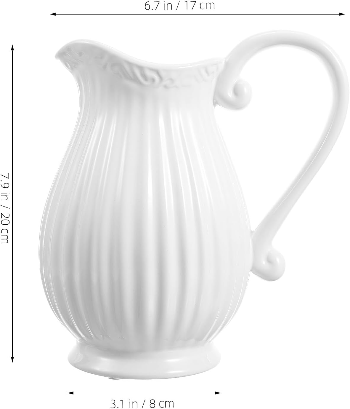 Alipis White Ceramic Pitcher Vase with Handle