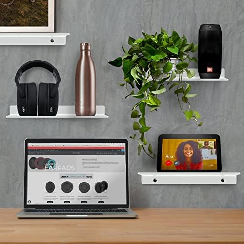 BRAINWAVZ Floating Metal Wall Shelf 2-Pack White