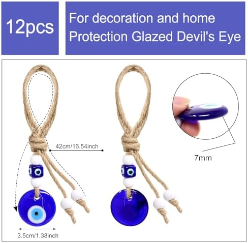 Honbay 3PCS Turkish Blue Evil Eye Glass Pendant Hanging Ornament