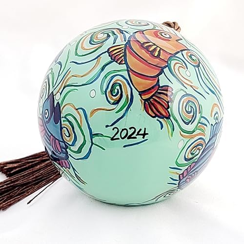 Colorful Fish Glass Ornament - Handcrafted Art Deco Piece
