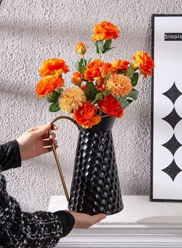 Elegant Black Metal Pitcher Vase for Home Dcor