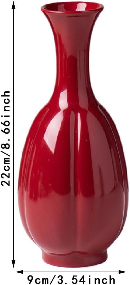 Red Ceramic Vase Farmhouse Pitcher Decorative Vase