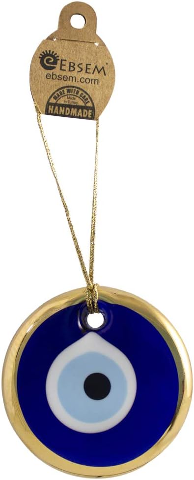 Ebsem Gold Gilt Handmade Evil Eye Glass Charm