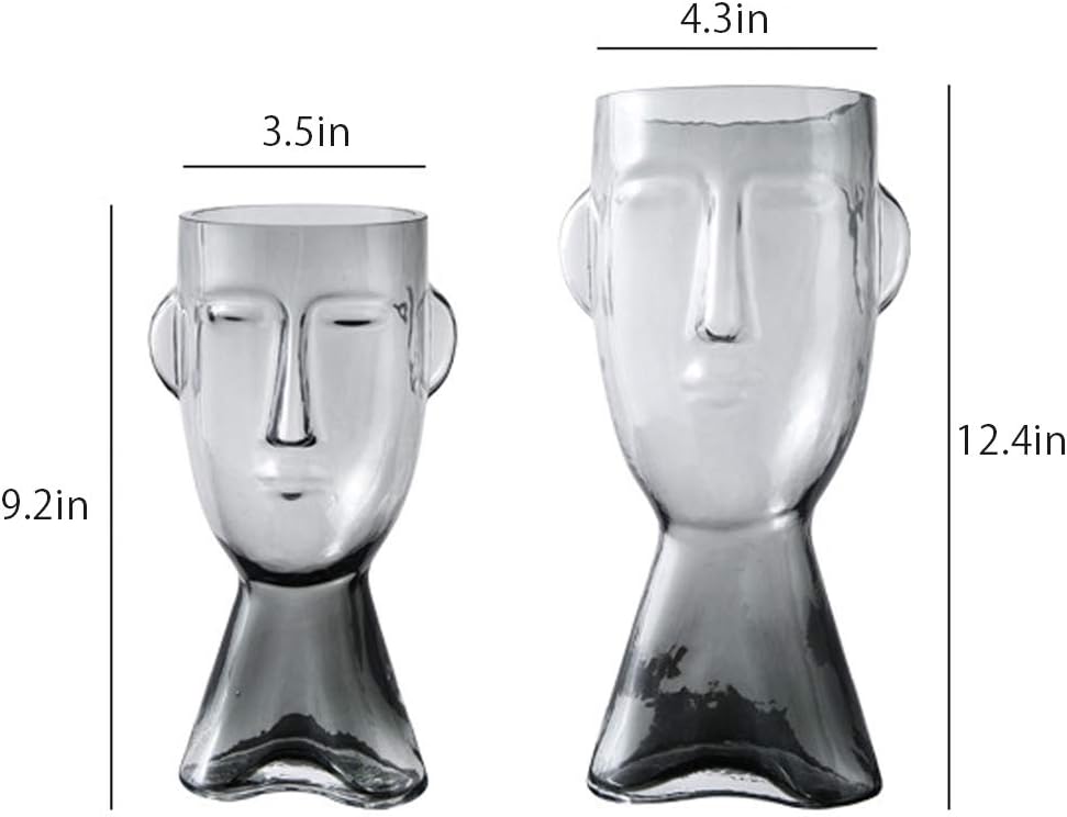 Floral Vase Glass Decorative Large Head Planter Urn