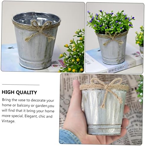 Cabilock Vintage Galvanized Metal Pitcher Vase 2pcs