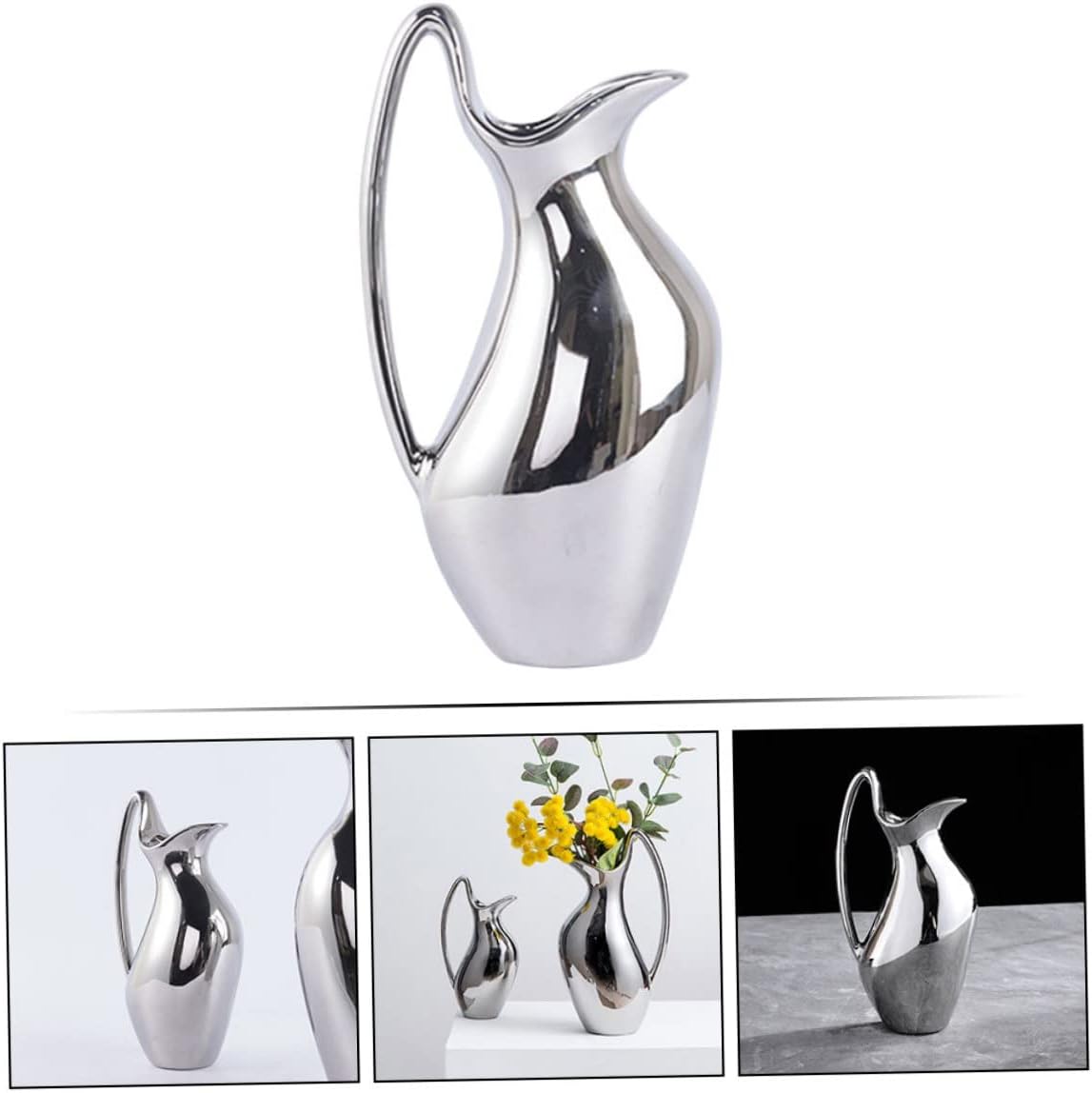 IMIKEYA Creative Ceramic Pitcher Flower Vase 10 Inch Farmhouse Decor