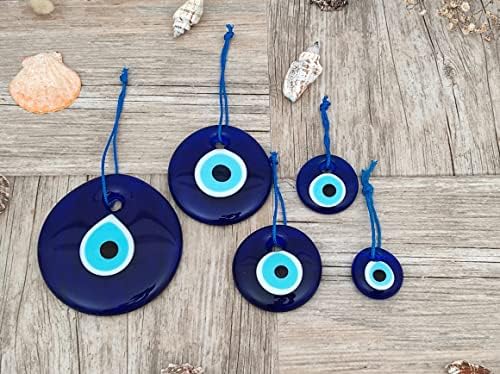 Blue Evil Eye Hanging Ornament Set of 5 - Turkish Glass Nazar Charm
