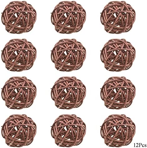HAHIYO 50mm Wicker Rattan Balls 12PCS Brown Decor