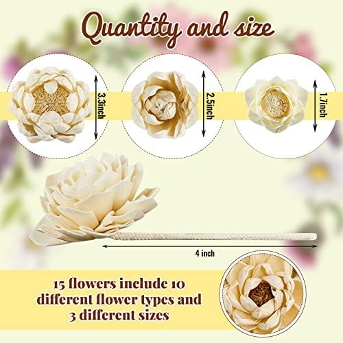 Waydress 15 Piece Reed Diffuser Flower Set with Rope