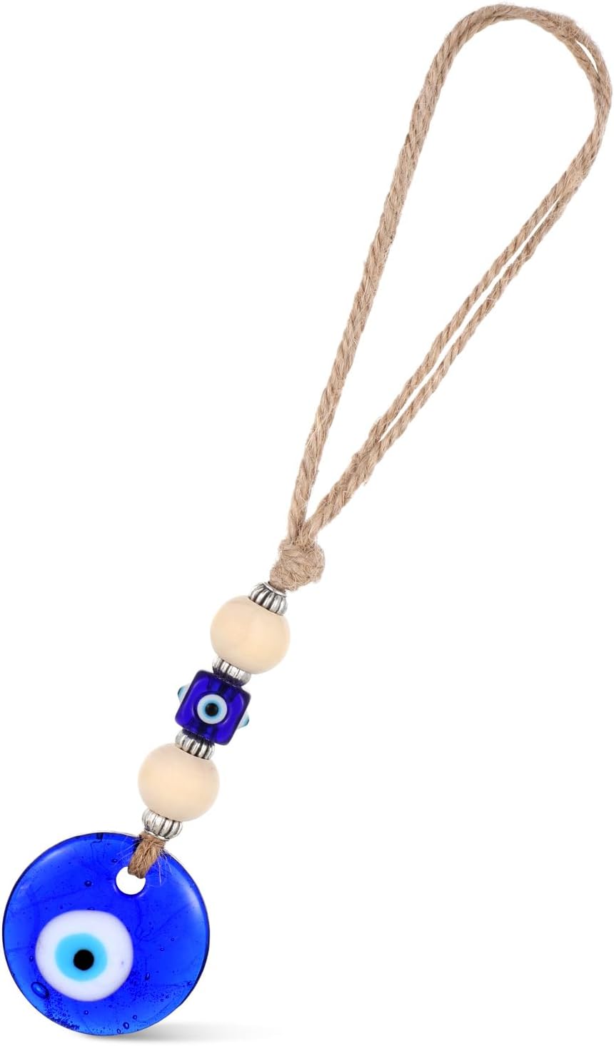 Evil Eye Car Hanging Ornament with Blue Beads