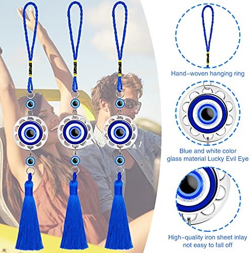 Hicarer Blue Resin Evil Eye Car Hanging Ornament Set