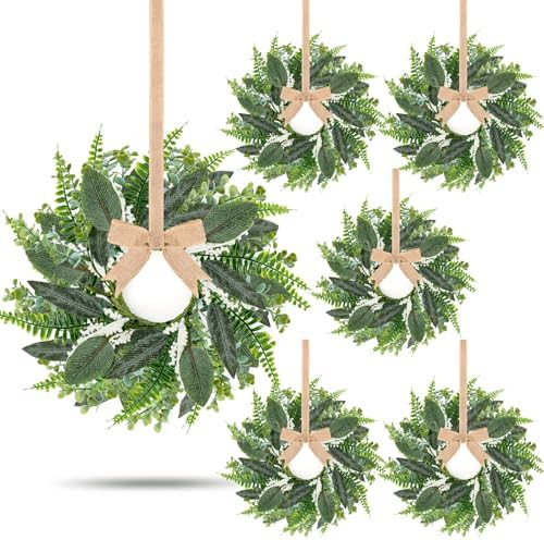 6PCS 9 Inch Mini Eucalyptus Wreaths for Cabinets