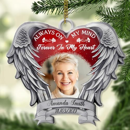Angel Heart Wings Memorial Always On My Mind Personalized Ornament