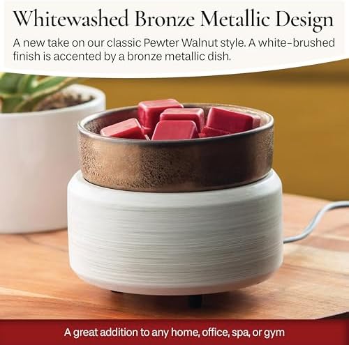 2-In-1 Candle and Fragrance Warmer with Whitewashed Bronze