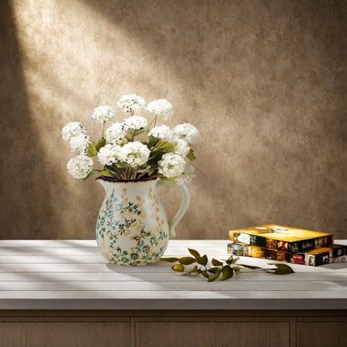 Green and Beige Handmade Ceramic Vase with Handle