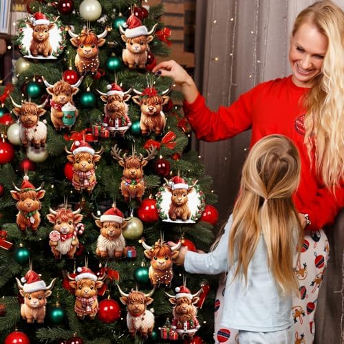 Wenqik 36 Pcs Wooden Christmas Cow Decor Set