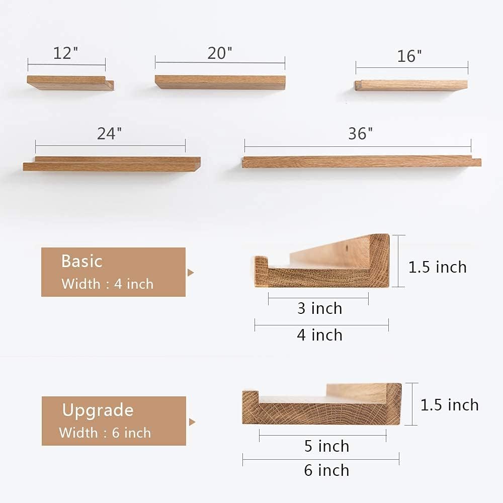 Treoakwis Oak Floating Shelves Wall Mount Display