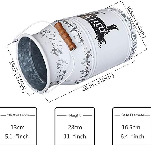 MISIXILE 11 Inch Galvanized Cow Milk Can Vase