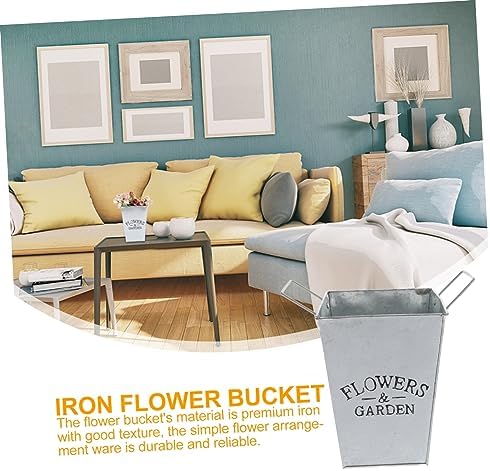 Cabilock Simple Iron Flower Bucket for Dried Flowers